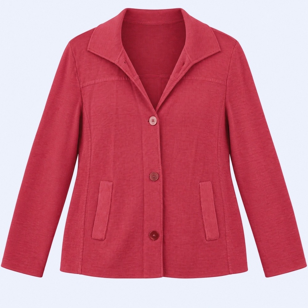Talbots Sweater Jacket Plus Size 1X Pink Cotton Blend Preppy Career